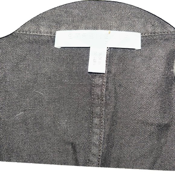 Strenesse Blue charcoal 100% linen button down peplum shirt top 8 - Picture 2 of 3